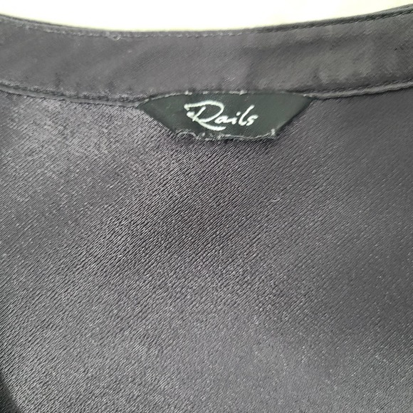 Rails Reiss Satin Popover Top Half Button Long Sleeve Crepe Slate Gray Large - Picture 11 of 14